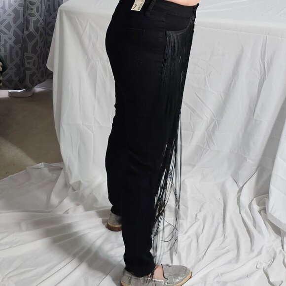 AP Blue by Aphrodite Black Skinny Jeans with Front Tassels NWT - Picture 4 of 4